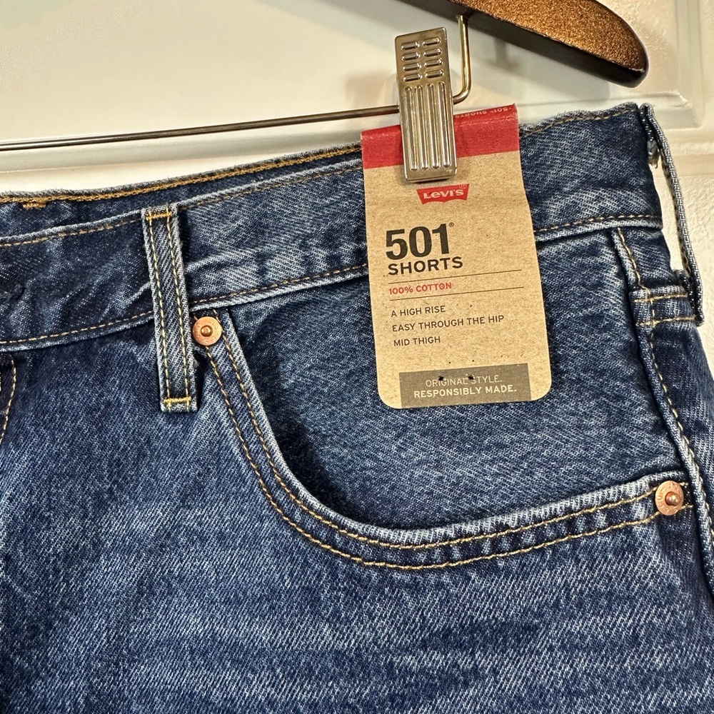 Levi's Mid Wash Blue Jean Shorts - Picture 4 of 14